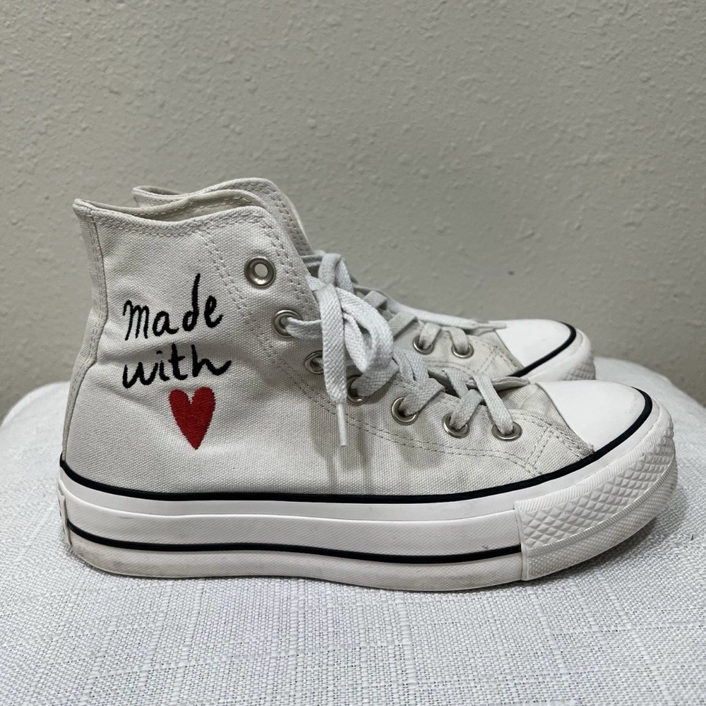 Converse White Women's Sneakers Made With Love Platforms W 6.5